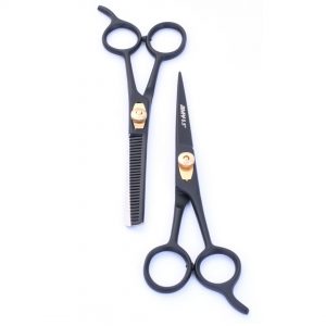 Professional black coating Razor Edge scissor Hair Cutting and Thinning/Texturizing Scissors/Shears Set 6.5 Inches Stainless Steel professionally used for man and woman in-home and salon.
