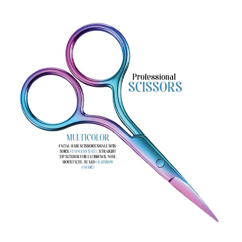 Small Straight Tip Nose Hair Scissor for Grooming, Multicolor