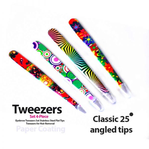 4-Piece Paper Coating Color Eyebrow Tweezers Set