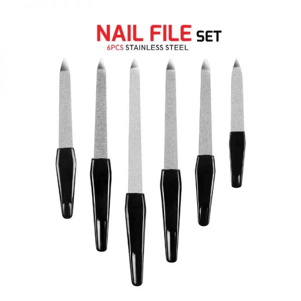 Nail File Metal 6 Pcs Stainless Steel Sapphire for Fingernails